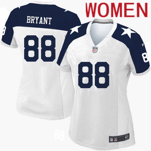 Women Dallas Cowboys 88 Dez Bryant Nike White Alternate Throwback Game NFL Jersey